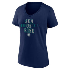 Seattle Mariners Women's Sea Us Rise V-Neck T-Shirt Navy