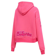 Miami Dolphins Pro Standard Women's Triple Pink Cropped Fleece Pullover Hoodie - Pink on sale