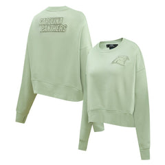 Carolina Panthers Pro Standard Women's Oversized Cropped Neutral Pullover Sweatshirt - Light Green on sale