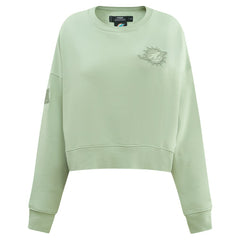Miami Dolphins Pro Standard Women's Oversized Cropped Neutral Pullover Sweatshirt - Light Green for sale
