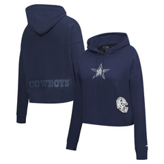 Dallas Cowboys Pro Standard Women's Jeweled Cropped Pullover Hoodie - Navy outlet