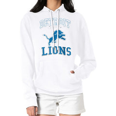 Detroit Lions G-III 4Her by Carl Banks Women's Team Logo Graphic Fleece Tri-Blend Pullover Hoodie - White outlet