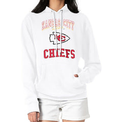 Kansas City Chiefs G-III 4Her by Carl Banks Women's Team Logo Graphic Fleece Tri-Blend Pullover Hoodie - White cheap