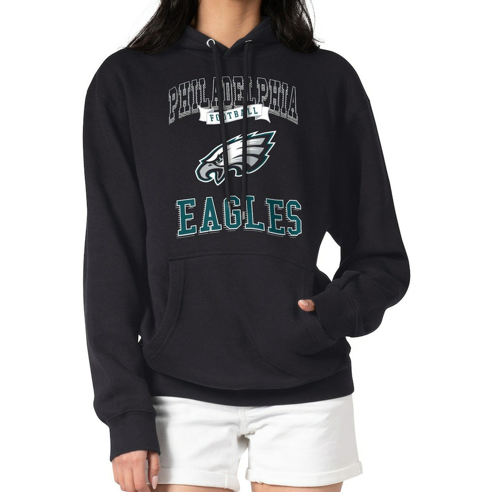 Philadelphia Eagles G-III 4Her by Carl Banks Women's Team Logo Graphic Fleece Tri-Blend Pullover Hoodie - Black for sale