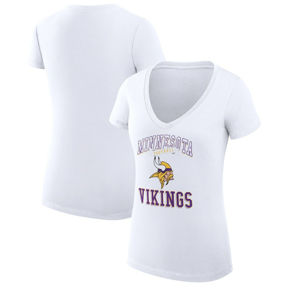 Minnesota Vikings G-III 4Her by Carl Banks Women's Super-Slim Fit Lightweight Team Logo Graphic V-Neck T-Shirt - White for sale