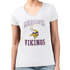 Minnesota Vikings G-III 4Her by Carl Banks Women's Super-Slim Fit Lightweight Team Logo Graphic V-Neck T-Shirt - White for sale