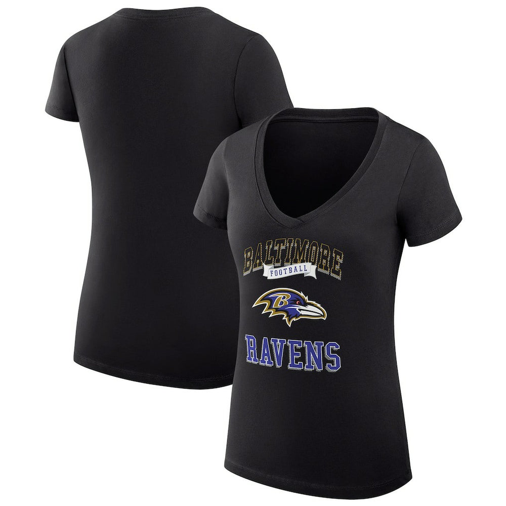 Baltimore Ravens G-III 4Her by Carl Banks Women's Super-Slim Fit Lightweight Team Logo Graphic V-Neck T-Shirt - Black cheap