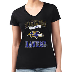 Baltimore Ravens G-III 4Her by Carl Banks Women's Super-Slim Fit Lightweight Team Logo Graphic V-Neck T-Shirt - Black cheap