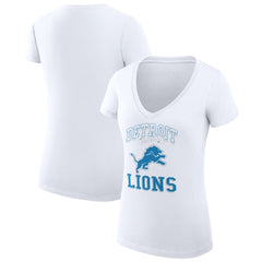 Detroit Lions G-III 4Her by Carl Banks Women's Super-Slim Fit Lightweight Team Logo Graphic V-Neck T-Shirt - White outlet