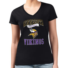 Minnesota Vikings G-III 4Her by Carl Banks Women's Super-Slim Fit Lightweight Team Logo Graphic V-Neck T-Shirt - Black sale