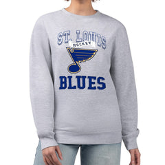 St. Louis Blues G-III 4Her by Carl Banks Women's Team Logo Tri-Blend Fleece Pullover Sweatshirt - Heather Gray Sweatshirts