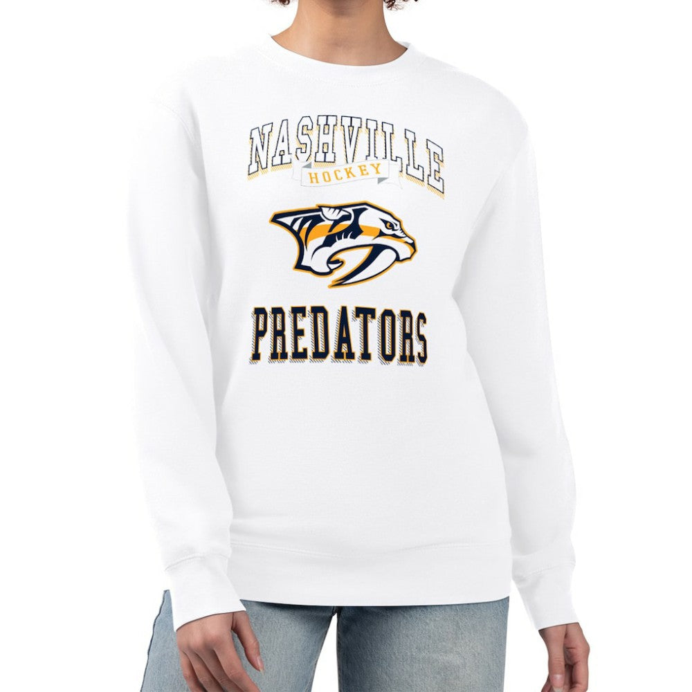 Nashville Predators G-III 4Her by Carl Banks Women's Team Logo Tri-Blend Fleece Pullover Sweatshirt - White Sweatshirts