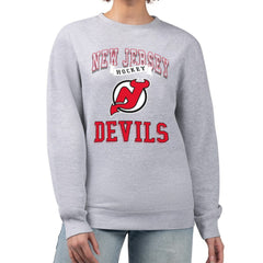 New Jersey Devils G-III 4Her by Carl Banks Women's Team Logo Tri-Blend Fleece Pullover Sweatshirt - Heather Gray Sweatshirts