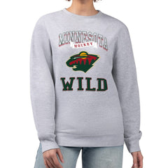Minnesota Wild G-III 4Her by Carl Banks Women's Team Logo Tri-Blend Fleece Pullover Sweatshirt - Heather Gray Sweatshirts
