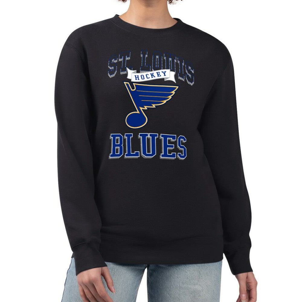 St. Louis Blues G-III 4Her by Carl Banks Women's Team Logo Tri-Blend Fleece Pullover Sweatshirt - Black Sweatshirts