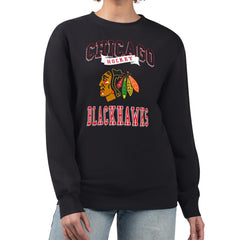 Chicago Blackhawks G-III 4Her by Carl Banks Women's Team Logo Tri-Blend Fleece Pullover Sweatshirt - Black Sweatshirts