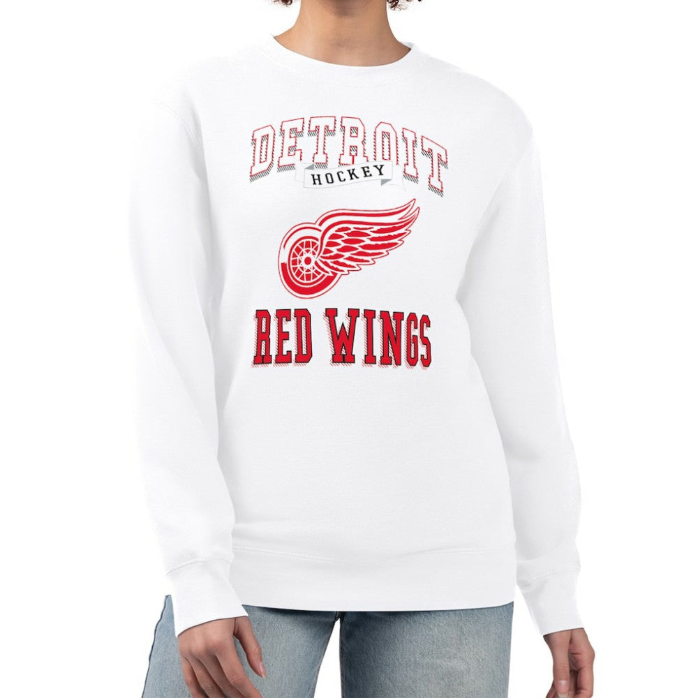 Detroit Red Wings G-III 4Her by Carl Banks Women's Team Logo Tri-Blend Fleece Pullover Sweatshirt - White Sweatshirts