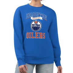 Edmonton Oilers G-III 4Her by Carl Banks Women's Team Logo Tri-Blend Fleece Pullover Sweatshirt - Royal Sweatshirts