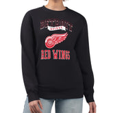 Detroit Red Wings G-III 4Her by Carl Banks Women's Team Logo Tri-Blend Fleece Pullover Sweatshirt - Black Sweatshirts