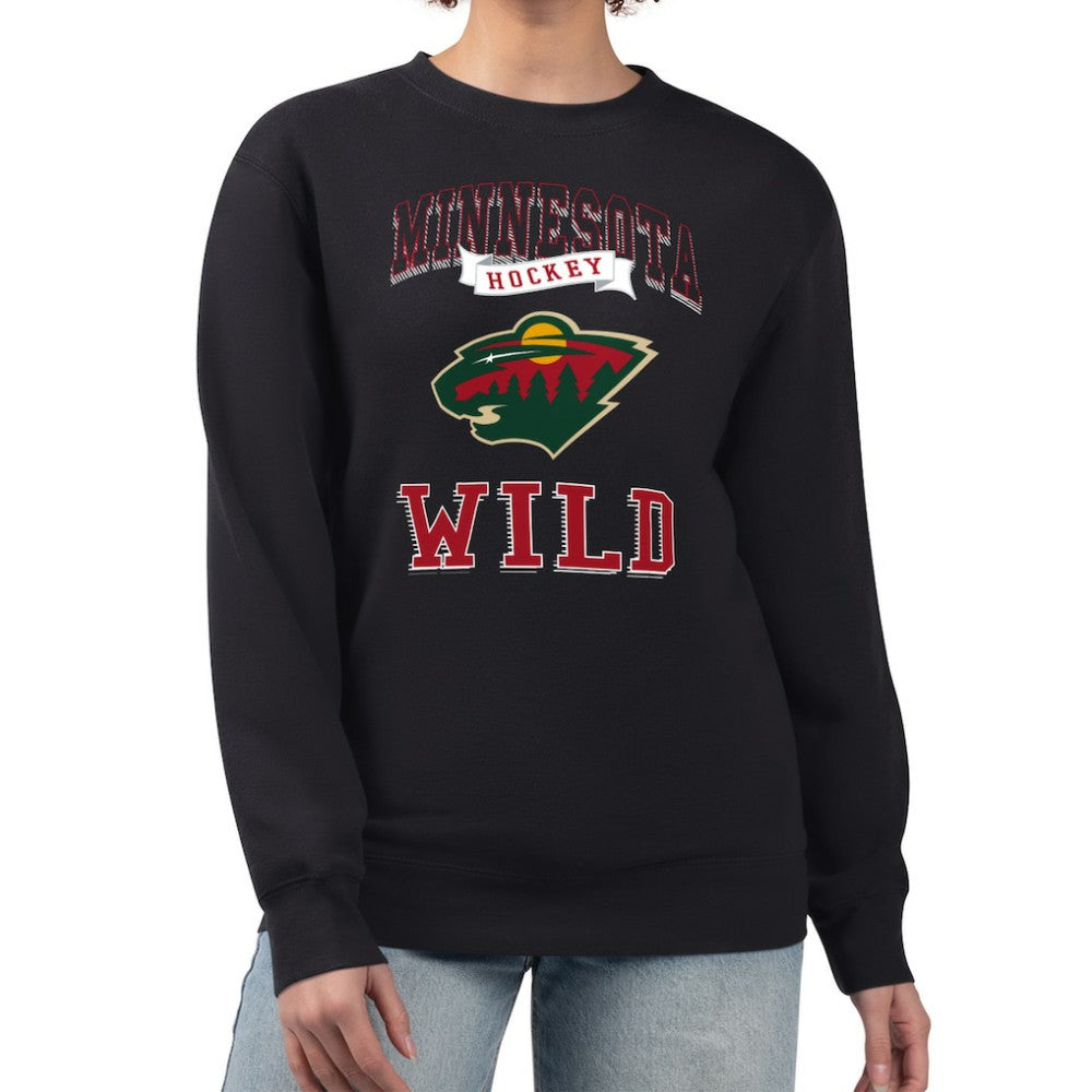 Minnesota Wild G-III 4Her by Carl Banks Women's Team Logo Tri-Blend Fleece Pullover Sweatshirt - Black Sweatshirts