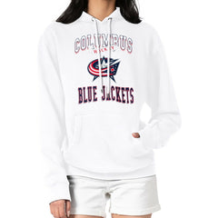 Columbus Blue Jackets G-III 4Her by Carl Banks Women's Team Logo Tri-Blend Fleece Pullover Hoodie - White Hoodies