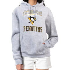 Pittsburgh Penguins G-III 4Her by Carl Banks Women's Team Logo Tri-Blend Fleece Pullover Hoodie - Heather Gray Hoodies