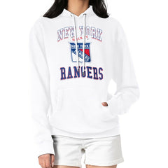 New York Rangers G-III 4Her by Carl Banks Women's Team Logo Tri-Blend Fleece Pullover Hoodie - White Hoodies