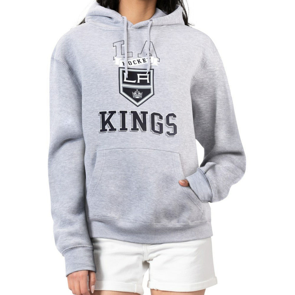 Los Angeles Kings G-III 4Her by Carl Banks Women's Team Logo Tri-Blend Fleece Pullover Hoodie - Heather Gray Hoodies