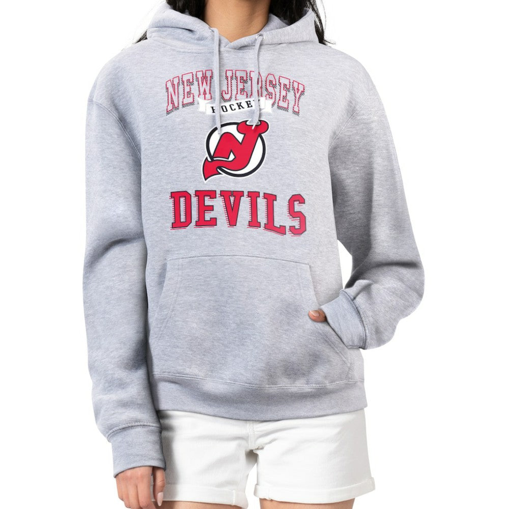New Jersey Devils G-III 4Her by Carl Banks Women's Team Logo Tri-Blend Fleece Pullover Hoodie - Heather Gray Jerseys