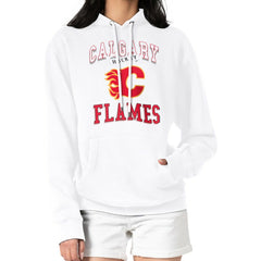 Calgary Flames G-III 4Her by Carl Banks Women's Team Logo Tri-Blend Fleece Pullover Hoodie - White Hoodies