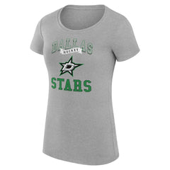 Dallas Stars G-III 4Her by Carl Banks Women's Super-Slim Fit Lightweight Team Logo Graphic T-Shirt - Heather Gray T-shirts