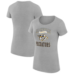 Nashville Predators G-III 4Her by Carl Banks Women's Super-Slim Fit Lightweight Team Logo Graphic T-Shirt - Heather Gray T-shirts