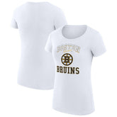 Boston Bruins G-III 4Her by Carl Banks Women's Super-Slim Fit Lightweight Team Logo Graphic T-Shirt - White T-shirts