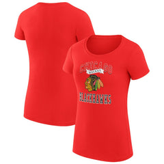 Chicago Blackhawks G-III 4Her by Carl Banks Women's Super-Slim Fit Lightweight Team Logo Graphic T-Shirt - Red T-shirts
