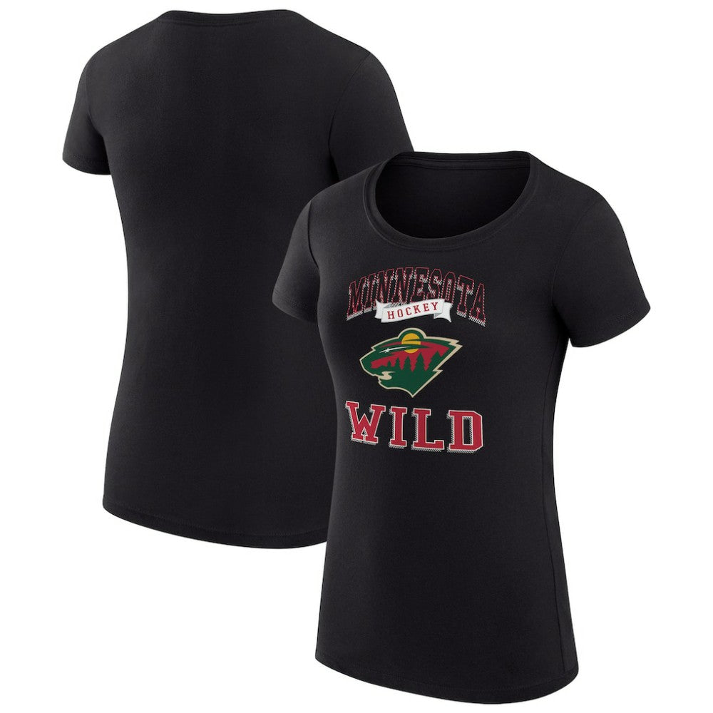 Minnesota Wild G-III 4Her by Carl Banks Women's Super-Slim Fit Lightweight Team Logo Graphic T-Shirt - Black T-shirts