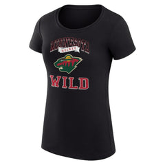 Minnesota Wild G-III 4Her by Carl Banks Women's Super-Slim Fit Lightweight Team Logo Graphic T-Shirt - Black T-shirts