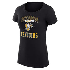 Pittsburgh Penguins G-III 4Her by Carl Banks Women's Super-Slim Fit Lightweight Team Logo Graphic T-Shirt - Black T-shirts