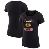 Chicago Blackhawks G-III 4Her by Carl Banks Women's Super-Slim Fit Lightweight Team Logo Graphic T-Shirt - Black T-shirts