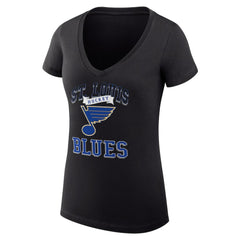 St. Louis Blues G-III 4Her by Carl Banks Women's Super-Slim Fit Lightweight Team Logo Graphic V-Neck T-Shirt - Black T-shirts