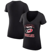 Carolina Hurricanes G-III 4Her by Carl Banks Women's Super-Slim Fit Lightweight Team Logo Graphic V-Neck T-Shirt - Black T-shirts