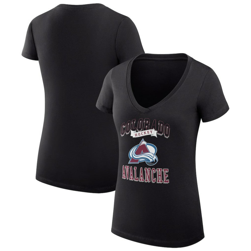 Colorado Avalanche G-III 4Her by Carl Banks Women's Super-Slim Fit Lightweight Team Logo Graphic V-Neck T-Shirt - Black T-shirts