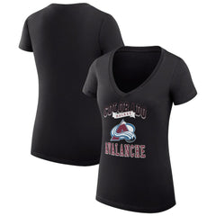Colorado Avalanche G-III 4Her by Carl Banks Women's Super-Slim Fit Lightweight Team Logo Graphic V-Neck T-Shirt - Black T-shirts
