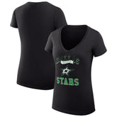 Dallas Stars G-III 4Her by Carl Banks Women's Super-Slim Fit Lightweight Team Logo Graphic V-Neck T-Shirt - Black T-shirts