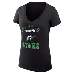 Dallas Stars G-III 4Her by Carl Banks Women's Super-Slim Fit Lightweight Team Logo Graphic V-Neck T-Shirt - Black T-shirts