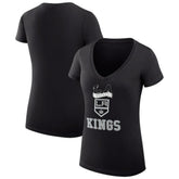Los Angeles Kings G-III 4Her by Carl Banks Women's Super-Slim Fit Lightweight Team Logo Graphic V-Neck T-Shirt - Black T-shirts