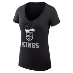 Los Angeles Kings G-III 4Her by Carl Banks Women's Super-Slim Fit Lightweight Team Logo Graphic V-Neck T-Shirt - Black T-shirts