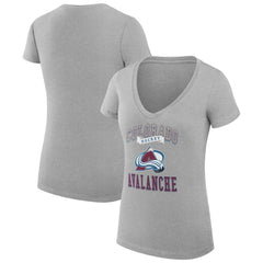 Colorado Avalanche G-III 4Her by Carl Banks Women's Super-Slim Fit Lightweight Team Logo Graphic V-Neck T-Shirt - Heather Gray T-shirts