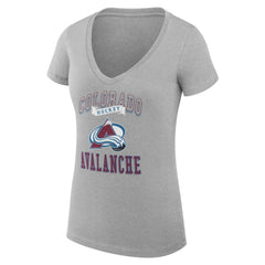 Colorado Avalanche G-III 4Her by Carl Banks Women's Super-Slim Fit Lightweight Team Logo Graphic V-Neck T-Shirt - Heather Gray T-shirts