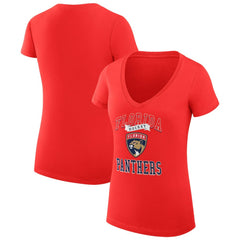 Florida Panthers G-III 4Her by Carl Banks Women's Super-Slim Fit Lightweight Team Logo Graphic V-Neck T-Shirt - Red T-shirts