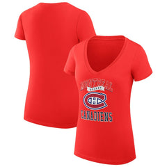 Montreal Canadiens G-III 4Her by Carl Banks Women's Super-Slim Fit Lightweight Team Logo Graphic V-Neck T-Shirt - Red T-shirts